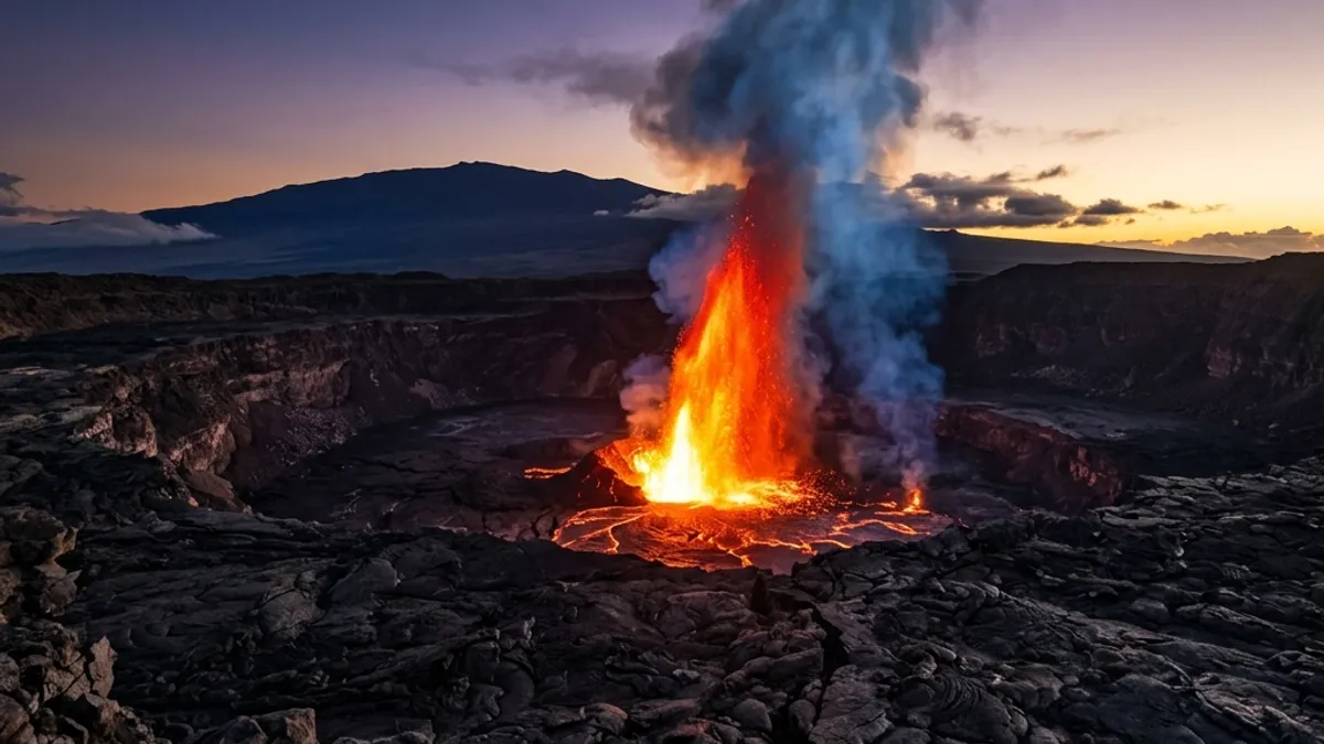 キラウエア火山46回目の噴火エピソードが約9時間で終了 ― 約200mの溶岩噴泉をワイキキ派が遠めに眺める