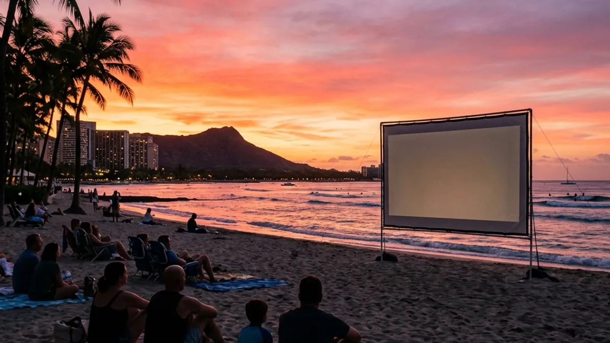 ワイキキのビーチで無料映画「サンセット・オン・ザ・ビーチ 2026」開催 ― 部屋飲み中心の私たちが考えた夜の楽しみ方