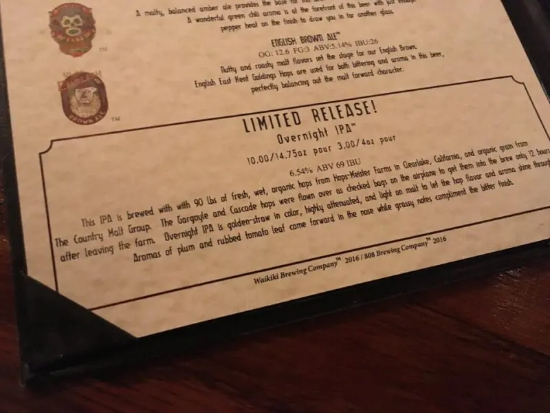 今回の限定ビールはOvernight IPA