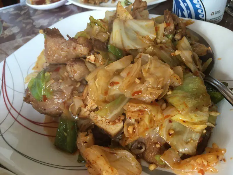 回鍋肉(スパイシー・キャベツ＆豆腐＆ピーマン)当時12.95ドル