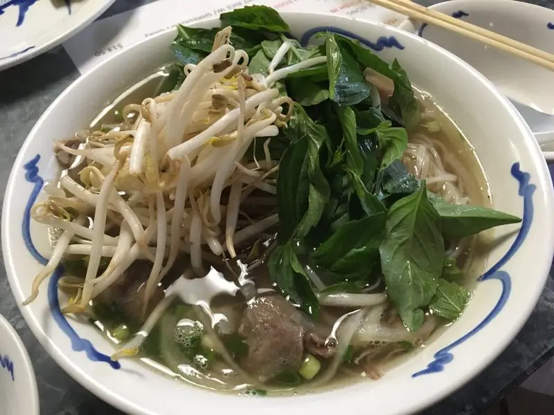 付け合わせの野菜を投入したフォー