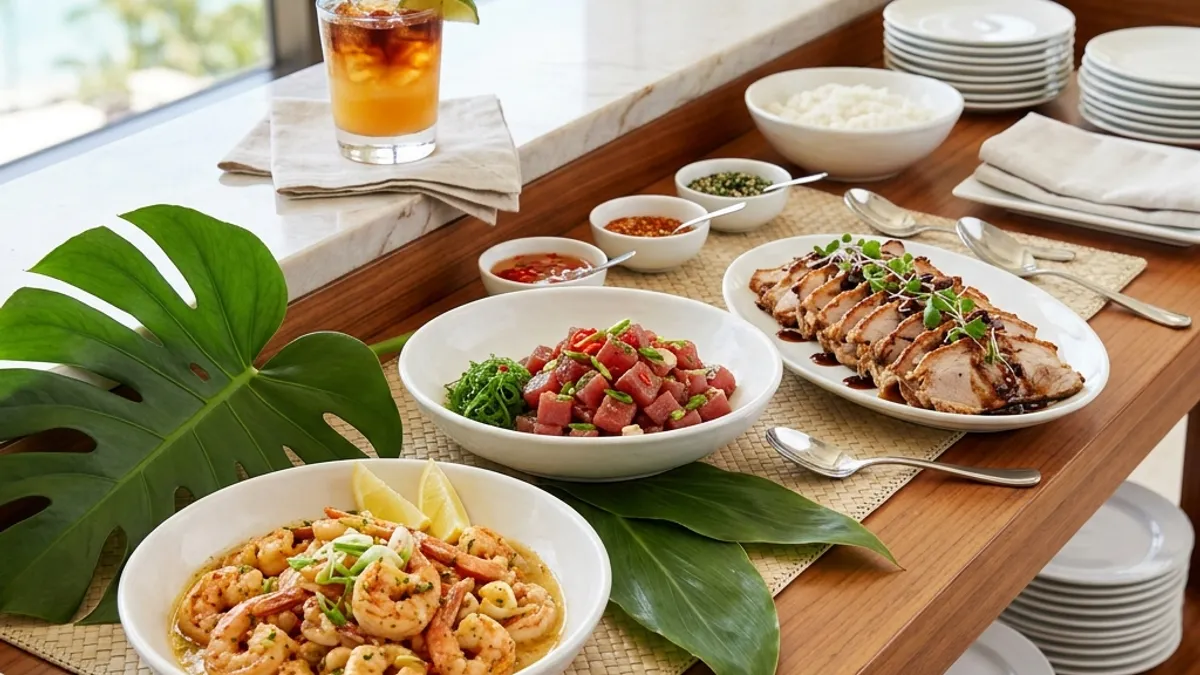 ウェスティンホテル東京でハワイ料理のブッフェ開催 ― 並んでいるのは私たちが現地で食べている顔ぶれ